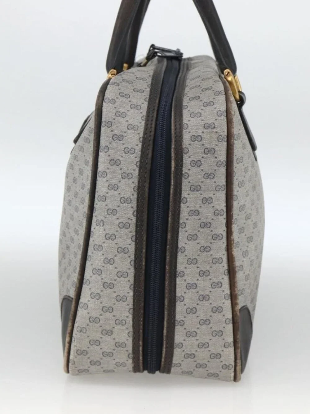 GUCCI Micro GG Supreme Hand Bag PVC Navy Gold 002 39 4330 Auth fm5279